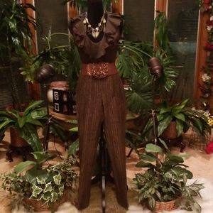 Byblos Brown & Tan Jacquard Trousers Size 6